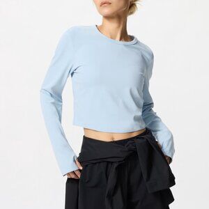 Uniqlo AIRism Ultra Stretch Cropped Long Sleeve 61 Blue (Light Blue) sz M